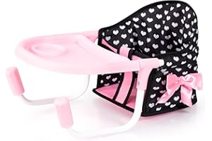 Bayer Design 65960AA Seggiolino da tavolo per bambole, con vassoio integrato, egolabile in base alle dimensioni del piano del tavolo, per bambole fino a 46 cm