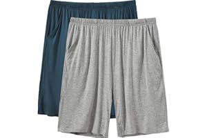 MoFiz Pyjamahose Herren Schlafanzughose Kurz Modal Schlafshorts Weit Loungewear