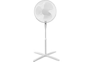 ‎ITO ELECTRONICS ito electronics ito Standventilator 40 cm Durchmesser weiß-oszillierend + 3 Geschwindigkeiten einstellbare Höhe/Verstellbarer Neigungswinkel, 40 x 14 x 125 cm