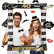 Kit Photomaton 40 Ans - Cadre + 30 Accessoires - Fête Anniversaire - Déco Fun