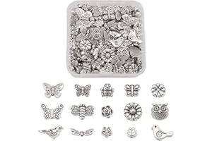 Cheriswelry, 150 perline tibetane a forma di farfalla, in argento tibetano, per realizzare gioielli, 1 – 2 mm