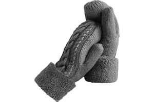 AURUZA Mittens Women, Ladies Thick Fleece Lined Insulated Warm Knitted Winter Thermal Mittens Fingerless Women's Gloves & Mittens