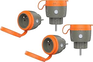 UCOMEN TYPE E (FR) Prise extérieure Wifi Prise intelligente Compatible avec Amazon Alex et Google home, Smart life APP, 16A, Prise Étanche IP44,3680W - 4 Packs