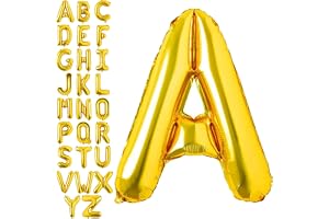 Goldedge Letter A Balloons Helium Balloons,Foil Mylar Big for Birthday Party Anniversary Supplies Decorations, Gold 32 Inch Large S229-AG