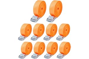 10 Piezas Cinchas de Amarre,25mm x 4m Correas Tensoras,con Cierre de Clip según DIN EN 12195-2,Correa de Fijación para Motos,