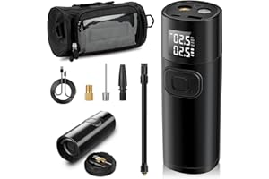 CARSEATTY Elektrische Luftpumpe mit 6000mAh Akku, 150PSI Drahtlose elektrische Luftpumpe mit Manometer/Digitalem LCD Mini Kompressor für Fahrrad, Motorrad, Auto, Bälle als Taschenlampe und Powerbank