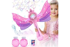 Getatoy Toys for 3-8 Year Old Kids: Bubble Wand Machine for Girls Princess Gifts for Kids Aged 3 4 5 6 7 8 9 10 Year Old Girls Toddler Toy Bubble Wands Magic Fairy Bubble Blower Outdoor Garden Party