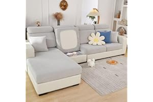 ‎TOPCHANCES TOPCHANCES Sofa Sitzkissenbezüge - Soft Stretch Sofa Cover Sofa Kissenbezüge, Sofa Sitzbezüge Couchbezüge L Form, Couch Kissenbezüge Sofa Slipcover (Helles Grau Weben)