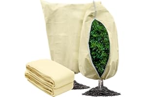 OAHAO 2 Packs Plant Covers Freeze Protection Large 80 * 120CM Winter Cold Frost Blankets for Plants Shrub Jacket with Zipper Drawstring Reusable Frost Cloth Plant Freeze Protection Tree Cover Bags