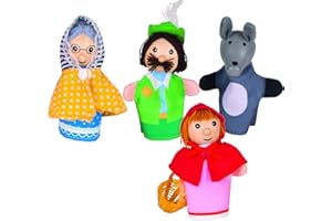 Goki - 51898 - Assortiment de 4 Marionnettes à Doigt - Le Petit Chaperon Rouge
