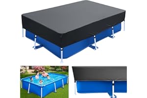 NEWUPZSI Bâche de piscine rectangulaire - 2 x 3 m - 300 x 200 cm - Kit facile - Anti-poussière - Pour cadre rectangulaire