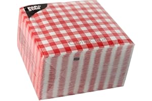 ‎PAPSTAR PAPSTAR Motivservietten Vichy Karo, 330 x 330 mm Bedruckt, 14 Falz, 3-lagig, Tissue, rot weiß kariert - 1 Stück (87102)