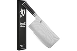 KAI Shun Classic Couteau de Chef Chinois 18 cm Longueur de Lame - Couteau Damas 32 Couches Noyau VG Max - 61 (±1) HRC - Manche en Pakkawood - Fabriqué au Japon - Couteau de Chef Chinois Forgé