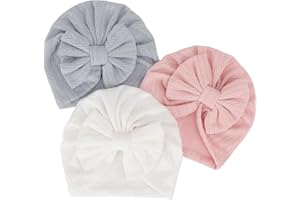 DRESHOW 3 Pezzi Cappello Turbante Bambina Cappellini Berretti e Cappellin per Infantile Bambino Neonato Ragazza