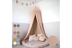 lilimaus Baldachim do pokoju dziecięcego ze złotą aplikacją, w 12 kolorach, baldachim ze 100% bawełny, muślinu, dla dziewcząt i chłopców, jako dekoracja do łóżeczka dziecięcego, przytulny kącik