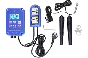 JEANOKO PH‑803W Cyfrowy Kontroler PH ORP 2 w 1 Kontroler Kwasowości i Zasadowości Narzędzie do Monitorowania Jakości Wody 14.00pH / 1999mV do Hydroponiki Akwariowej(EU Plug220V)