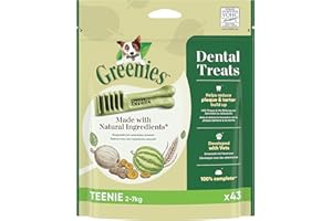 Bâtonnets GREENIES Dentaires pour Petit Chien de 2 à 7kg - 43 Bâtonnets à Mâcher (Lot de 1 Sachets de 340g) - Friandise Certifiée par des Vétérinaires pour l’Hygiène Bucco-dentaire