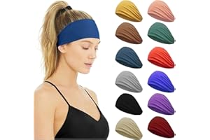 XZEIT 12 Diademas Deportivas para Yoga, Bandas para El Pelo para Mujer, Entrenamiento, Yoga, Pañuelo para La Cabeza, Accesorios para El Pelo para Niñas Deportes, Yoga, Correr, Fitness(12 Colores)