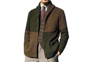 YAODAMAI Giacca Maglione Color Block da Uomo Giacca in Maglia a Maniche Lunghe con Bottoni Cardigan Autunno e Inverno Maglione Taglie Forti