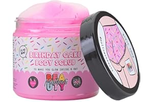 Mallows Beauty Body Scrub Birthday Cake Scent Exfoliating Body Scrub for Glowing Skin Removes Dryness and Flakiness for Smooth and Radiant Skin