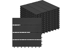 Laneetal WPC Fliesen 11er Set für 1 m², für Außen Terrasse Balkon, Terrassenfliesen Klicksystem 30x30 cm, Anthrazit