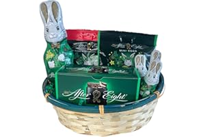 Geschenk Set Osterkorb Happy Easter mit Nestlé After Eight (6-teilig), ausgefallenes Osternest mit Ostergras und Oster Süßigk