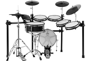 XDrum DD-650 PLUS Mesh E-Drum Kit - elektronisches Schlagzeug mit echter HiHat - 14" Snare-Pad und 14" Kick-Pad aus Holz - 720 Sounds, 20 Preset- und 20 User-Kits - inklusive Rack - Black Sparkle
