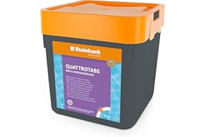 Steinbach Poolpflege Quattrotabs 200 g langsamlöslich - 0752605TV00-5 kg - 4-in-1 Chlortabletten mit Flockungsmittel - pH-Stabilisator & Algenverhütung - Multifunktionstabletten