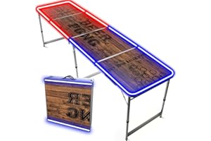 ORIGINAL CUP Beer Pong® - Table Beer Pong Lumineuse avec Néons Rouges et Bleus - Pliable et Transportable avec Revêtement Etanche Anti-Rayures - Homologuée pour Tournois de Biere Pong - Jeu à Boire Apéro