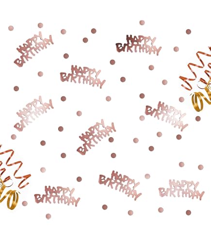 Konfetti Set 1500 Stück Roségold - Happy Birthday, Sterne, Herzen Für Tischdeko & Geschenke