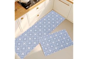 BWBIKE 2 Pieces Non Slip Kitchen Rug Sets, Washable Kitchen Floor Mat Absorbent Runner Carpet Standing Mat for For Kitchen, Hallway, Dining Room and Entryway and Home Decoration