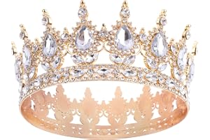 IETWATE Krona kvinnor flickor födelsedagskrona diadem guldkaka krona födelsedag vintage tiara kvinnor flickor guld krona för flickor prinsessor födelsedag fest brud bröllop festtåg.