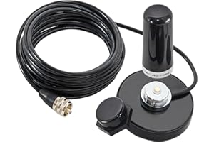 Anina NMO Low Profile Strong Magnetic Mount Antenna 3.5" W/NMO Rain Cap VHF UHF 136-174 MHZ 400-470 MHz Mag-Mount Base PL259 Male RG58 Pure Copper Coaxial Cable for Mobile Ham Amateur GMRS Radio