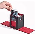 ZLCA MTG Deck Box with Commander Window Display, Trading Card Storage Box Holds 100 Double-Sleeved Cards Suitable for TCG/CCG/PTCG/EDH/Magic/Sport Cards (Grey&Red)