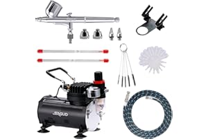 SAGUD Airbrush Kit with Air Compressor, 0.3 mm Air Brush Gun with Accessories 0.3 mm 0.5 mm Nozzle Needle Hose for Professional Painting Cake, Nails, Tattoo, Hobby, Craft