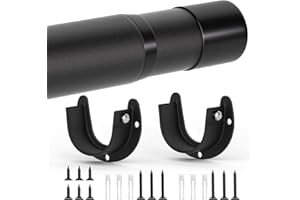 GOOWIN 43-133cm Extendable Wardrobe Rail,32MM Heavy Duty Wardrobe rod with Screws and End Sockets for Clothes,Wardrobe,Bathroom (Black)