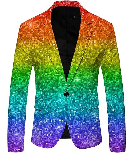 Giacca Da Uomo In Stile Blouson Con Paillettes, Metallizzata Anni 70, Aderente Per Discoteca, Festa Di Natale E Streetwear
