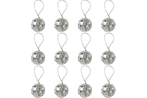 SLEEKEE Lot de 12 boules à facettes réfléchissantes disco, mini décorations DIY, conviennent pour les arbres de Noël, les gâteaux, les lumières, les fêtes (2 cm)