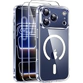 Qasyfanc iPhone 17 Pro Case Compatible with MagSafe, Clear | Magnetic Circle, 2 Screen Protector, Camera Protection, Anti-Sho