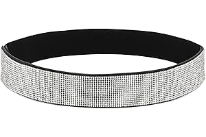 DTWAWA Stretchy Rhinestone Belt for Women Elastic Bling Crystal Wide Waist Dress Belt