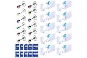 OT-NVWOZR 12PCS Disposable Ear Piercing Gun, Painless Safety Ear Piercing Kit with Ear Studs and Alcohol Cotton, Nose Piercing Kit Tool Earrings for Women Men Girls Boys (Silver)