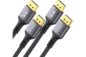 Stouchi 2Pack DisplayPort Cable 1.4 240Hz 2M/6.6FT DP1.4 Support 8K@60Hz 4K@60Hz/144Hz/120Hz 5K@60Hz/120hz 2K@165Hz/240Hz FreeSync G-Sync 32.4Gbps HDR10 Display Port Lead for Monitor