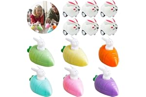 MECCTUCK Lot de 12 lapins remontables avec carotte, cadeaux de Pâques, mouvement de lapin, jouet de voiture, jouet de voiture, jouet à remonter, jouet à remonter, cadeau pour enfants, garçons et filles