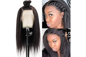 MUABY 13x4 Yaki Lace Front Human Hair Wigs for Black Women Pelucas Mujer Pelo Natural Humano Pelucas de Pelo Humano Pelucas Cabello Natural Color Negro Natural 18 Pulgadas