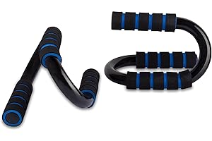 EmpireAthletics – Maniglie per Flessioni in Acciaio Galvanizzato con Manici in Gommapiuma – Appoggi per Push Up in BLU-NERO