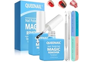 NACERLARY 2 Pièces Dissolvant Vernis Semi Permanent Rapide En 3-5 Minutes, 15 ml Dissolvant de Vernis à Ongles en Gel, Avec Grattoir à Cuticules et Limes à Ongles pour Salons de Manucure