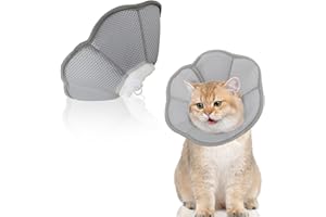 shallyong obroża dla kota, regulowana obroża dla kotów, oddychający elżbietański kołnierz ochronny dla kota, rekonwalescencja kotów i małych psów po operacjach i urazach (M)