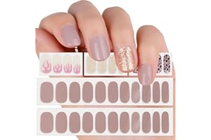 COLOFALLA 34pcs Nail Wraps Self Adhesive Gel Nail Stickers Gel Nail Strips Stick on Nail Strips for Women (Pink)