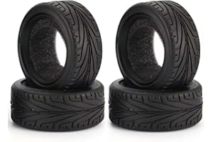 KINGCOO Pneumatici per auto radiocomandati da 1/10 RC su strada, 4 pezzi, pneumatici in gomma con inserti in schiuma, pneumatici per 1:10 RC On Road Runflating Touring Racing Car per Tamiya HSP HPI