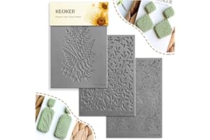 ‎KEOKER Keoker Polymer Clay Texture Sheets, Clay Texture Mat for Making Earrings Jewelly, Polymer Clay Earrings Tools (No. 7-8)